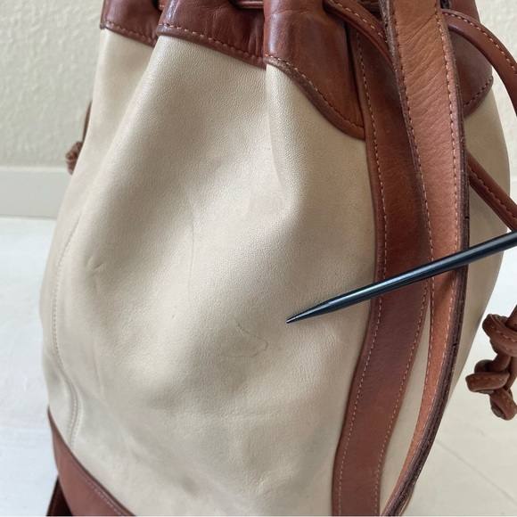 Vintage Coach Spectator Drawstring Duffle Shoulder Bag Brown Cream RARE - Picture 3 of 13